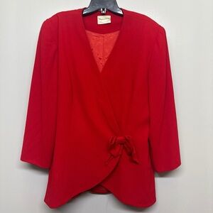 Vintage Frank Usher Red Blazer with Bow Detail